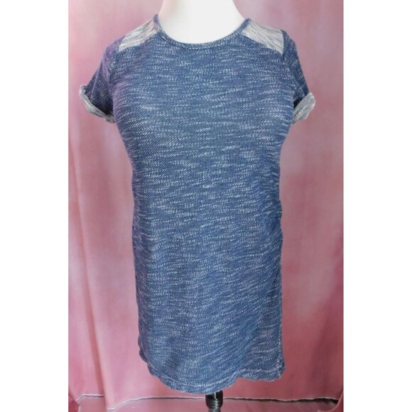 Liz Lange Maternity Blue Knit Short Sleeve Dress Large Comfortable Casual - Picture 1 of 10